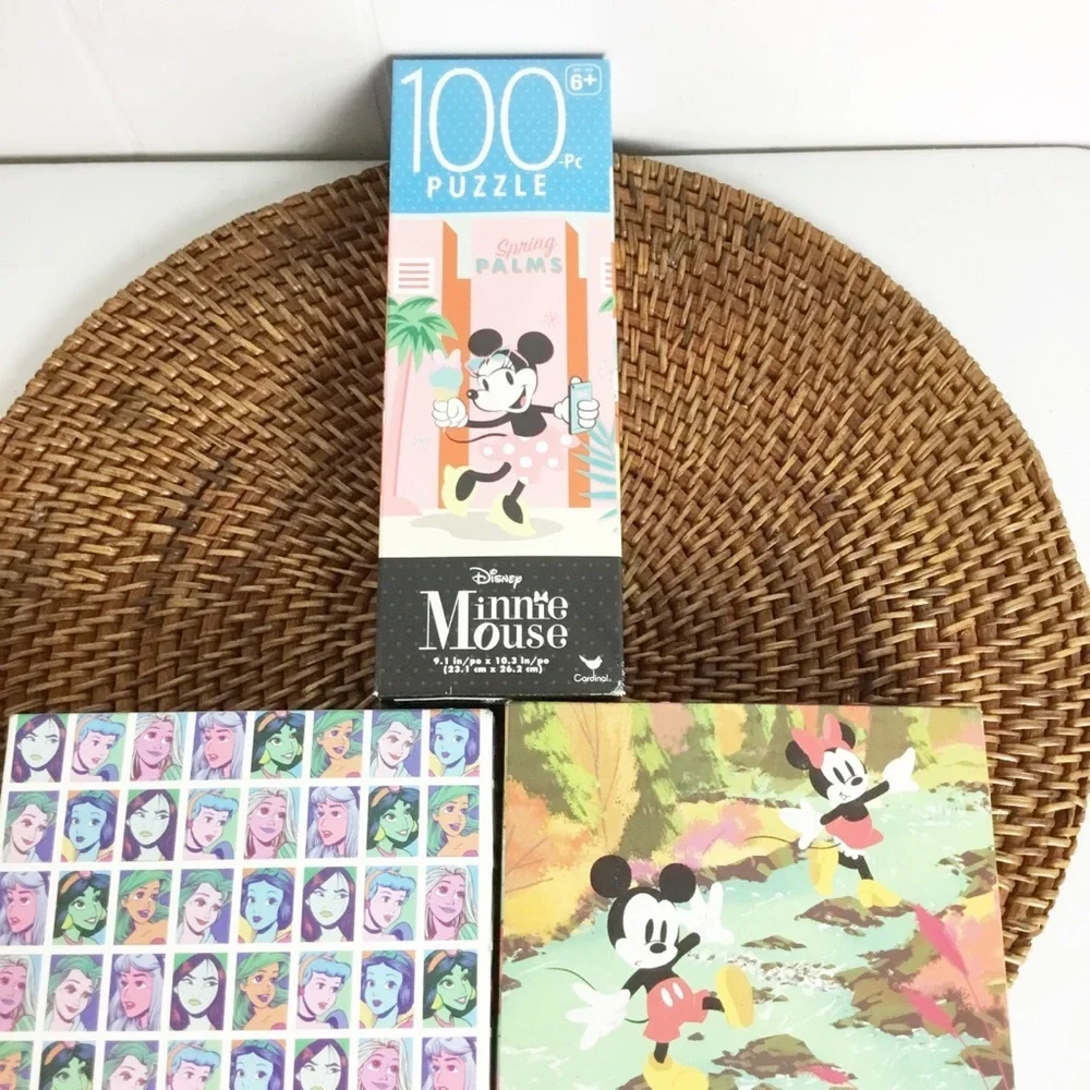 Disney Lot Of 5 New Puzzles Minnie Mickey Cinderella Princesses Ariel